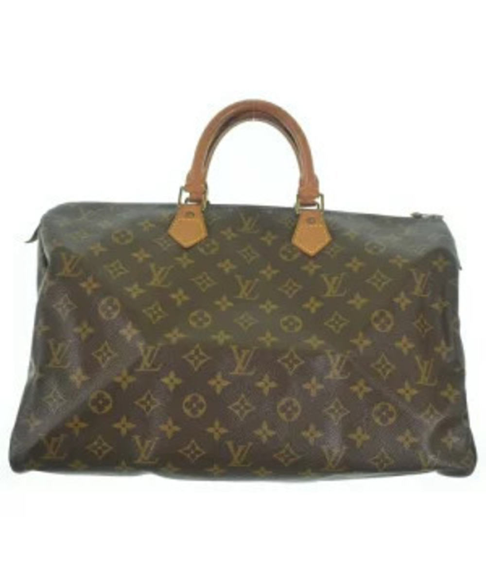 Louis Vuitton Speedy Monogram Canvas Leather Boston Bag Beige Brown Tan
